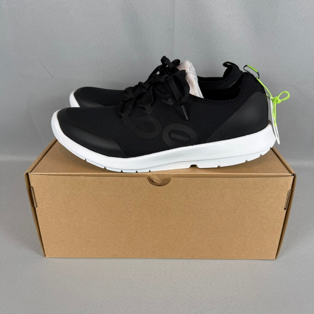 Oofos OOmg Sport LS Recovery Sneakers Mens 15 Black White Lace-Up Light New NIB
